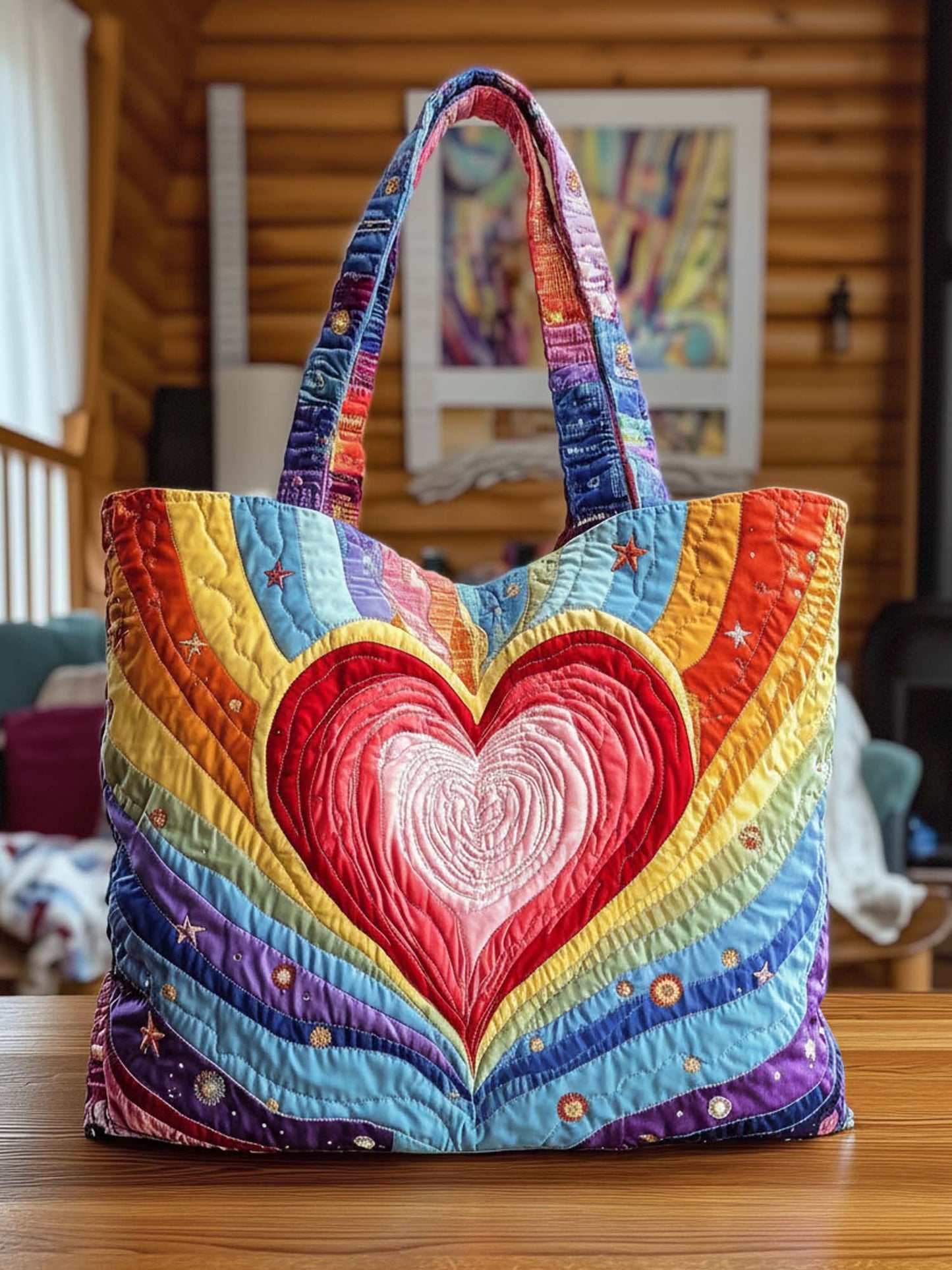 Rainbow Love Quilted Tote Bag