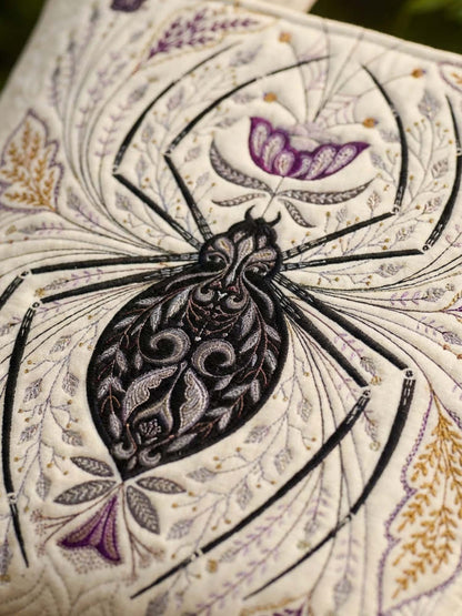 Flower And Spider Quilted Tote Bag