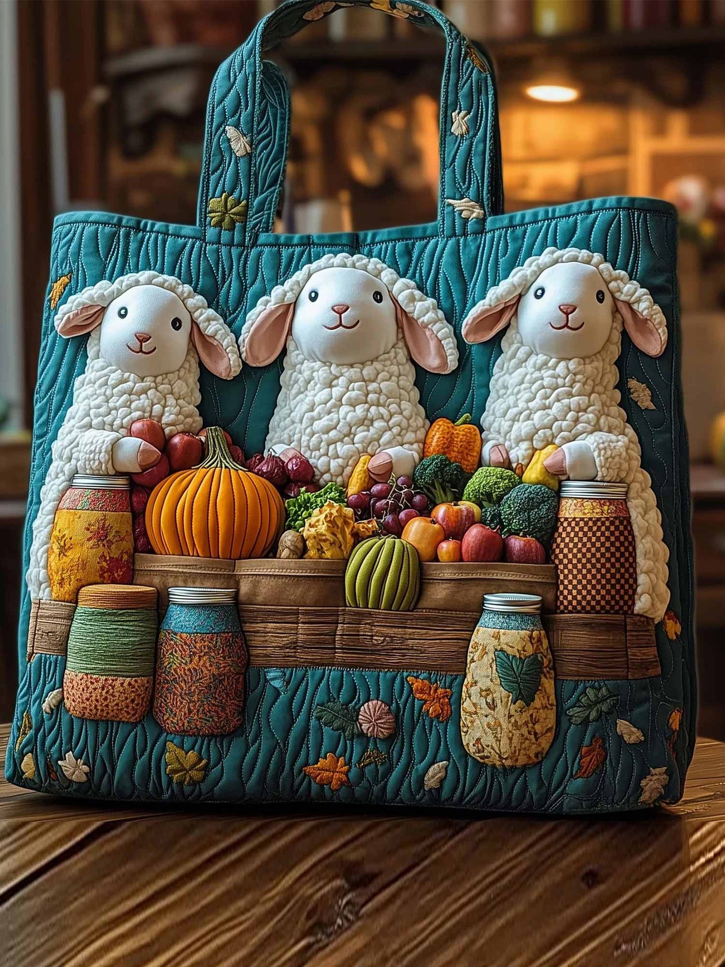 Sheep Overnight Quilted Tote Bag