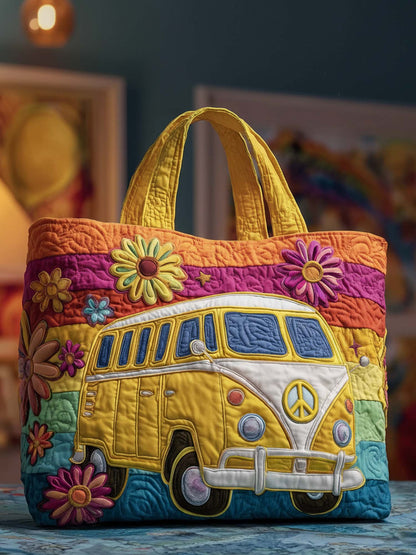 Hippie Van Quilted Tote Bag