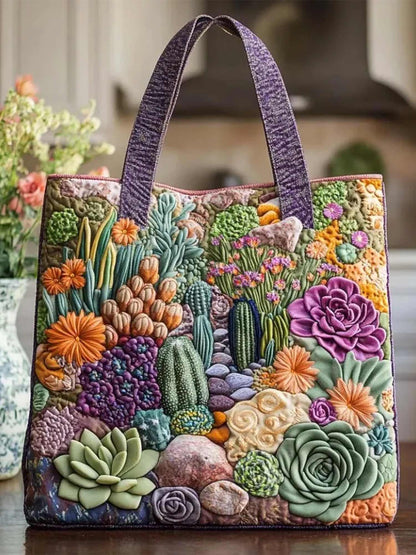 Succulent  Quilted Tote Bag