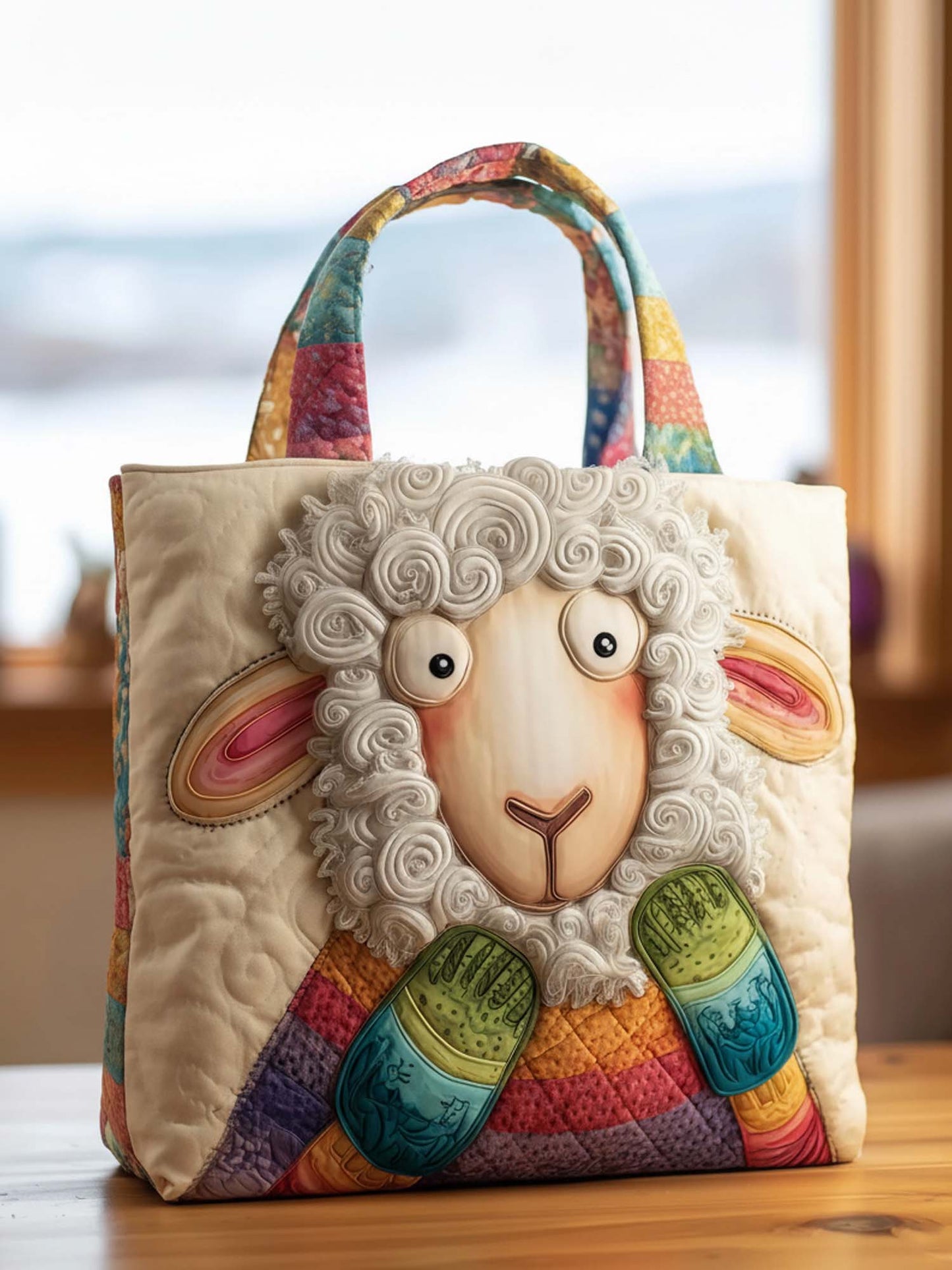 Quirky Sheep Quilted Tote Bag