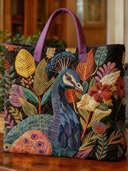 Peacock   Quilted Tote Bag