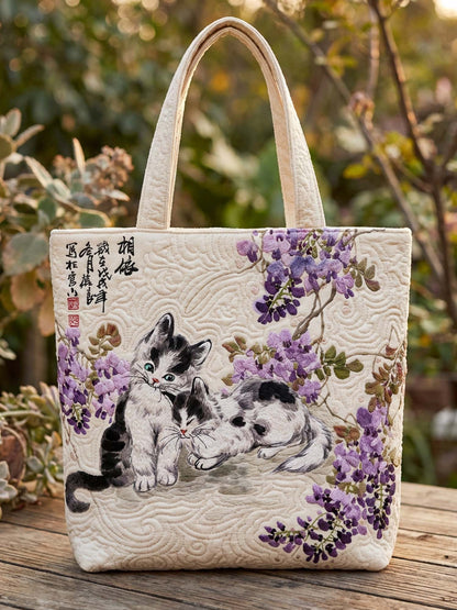Cat Quilted Tote Bag