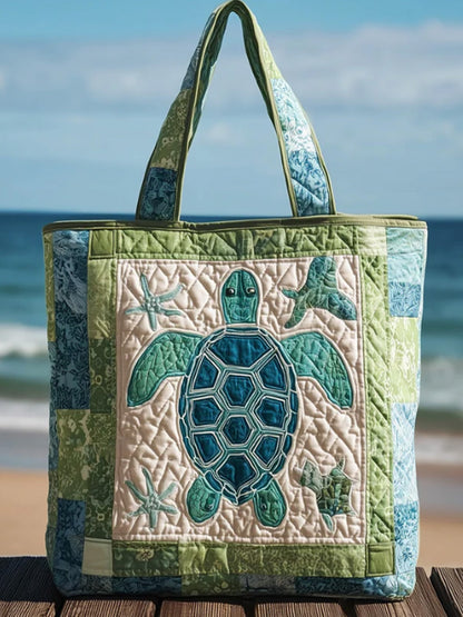 Hawaii  sea turtle  Quilted Tote Bag