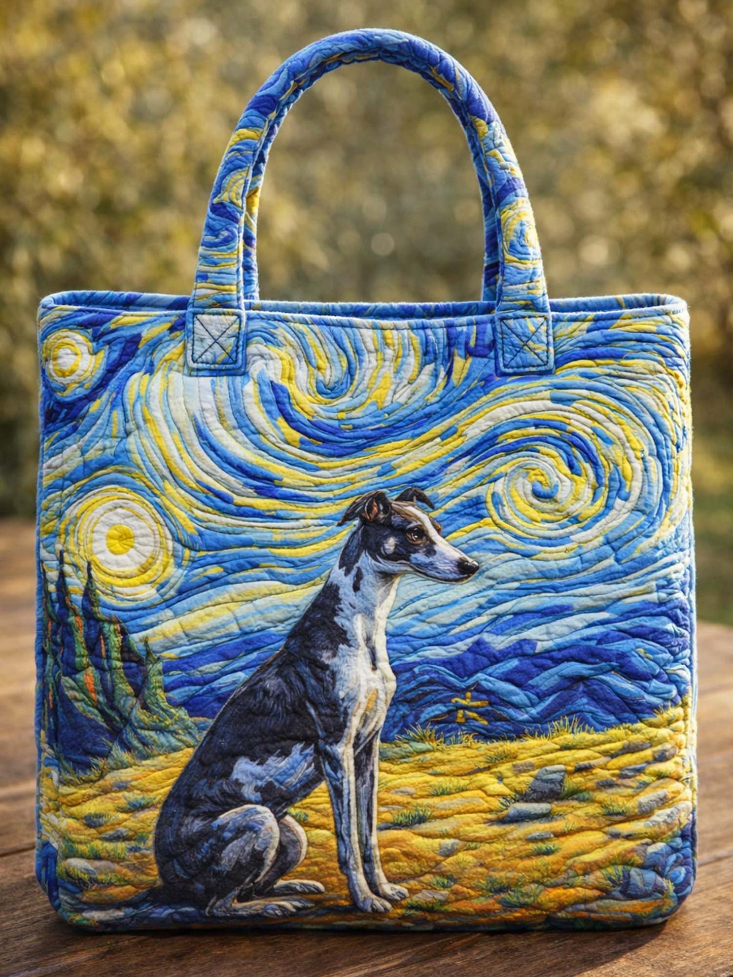 Greyhound Dog Quilted Tote Bag