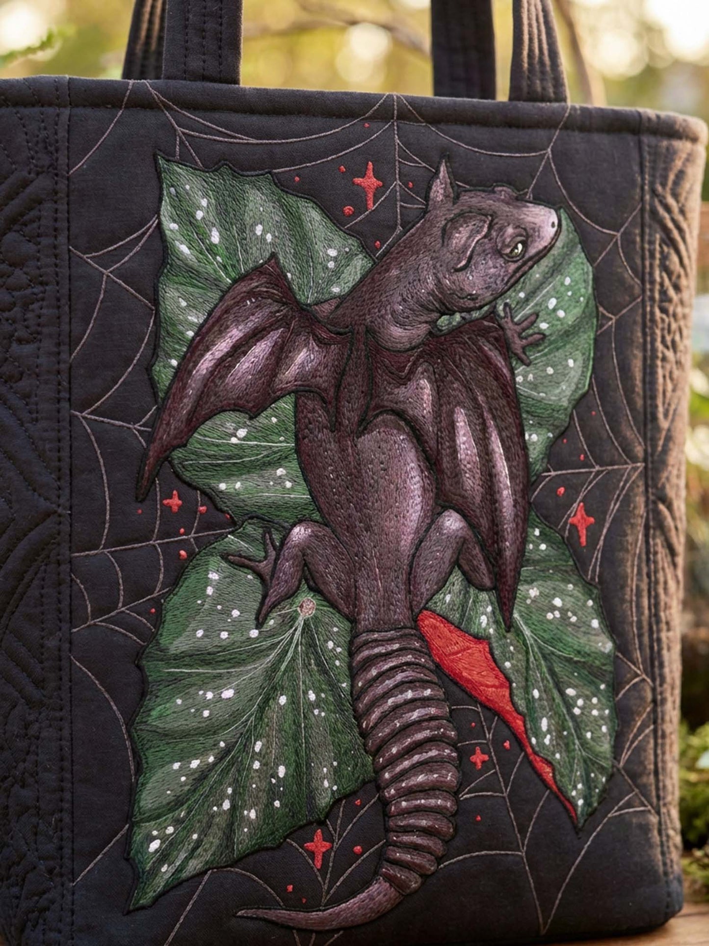 Gecko Dragon Quilted Tote Bag