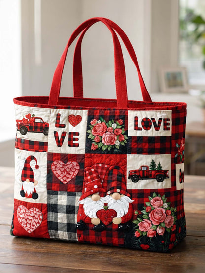 Valentine's Day Love Quilted Tote Bag