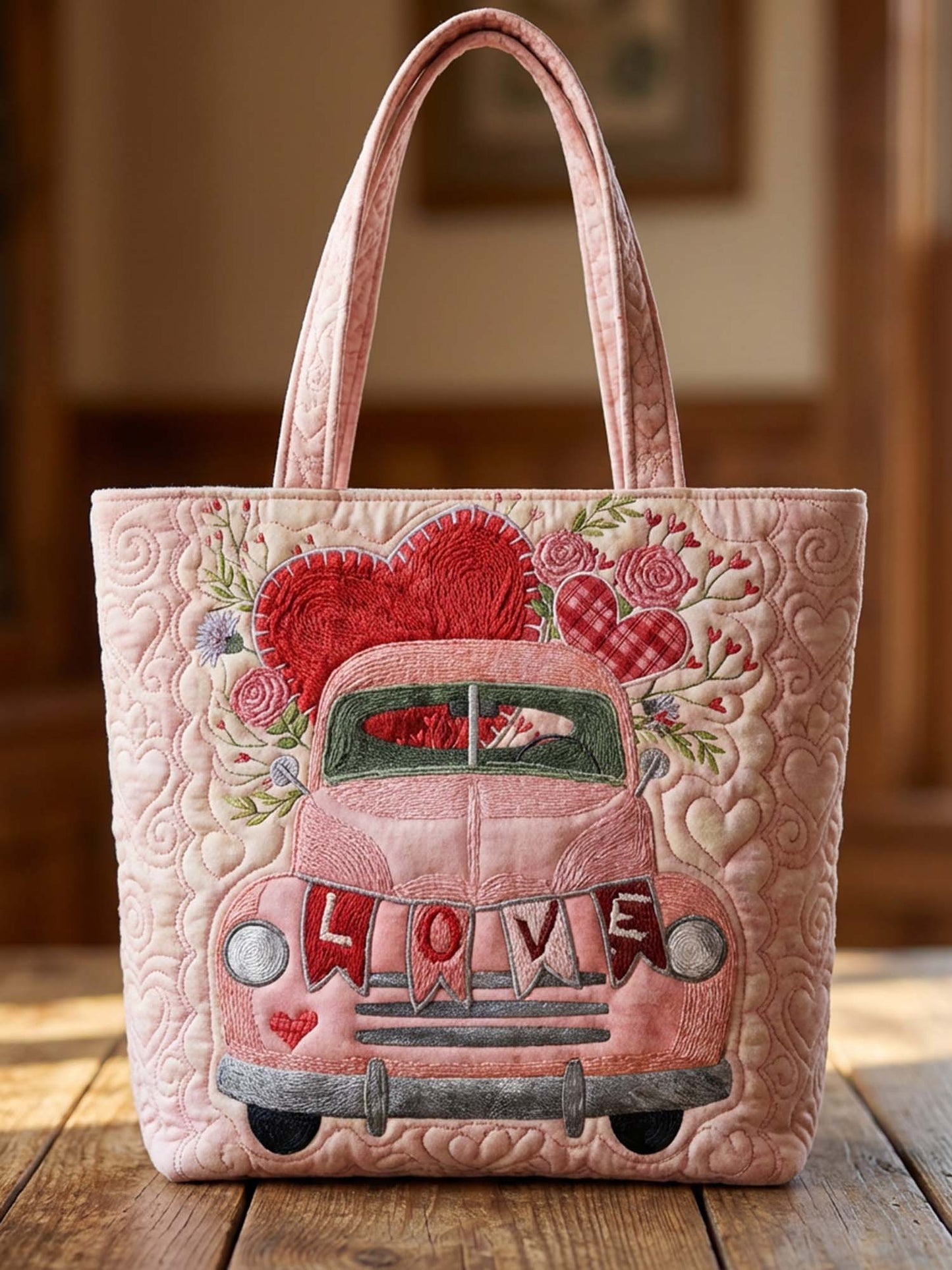 Love Car Quilted Tote Bag
