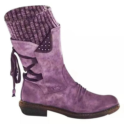 🔥Last Day Promotion 75% OFF - Women's winter low barrel orthotic bow support wool warm boots