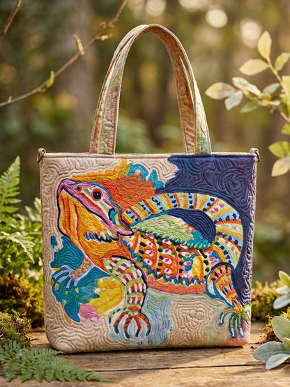 Chameleons Quilted Tote Bag