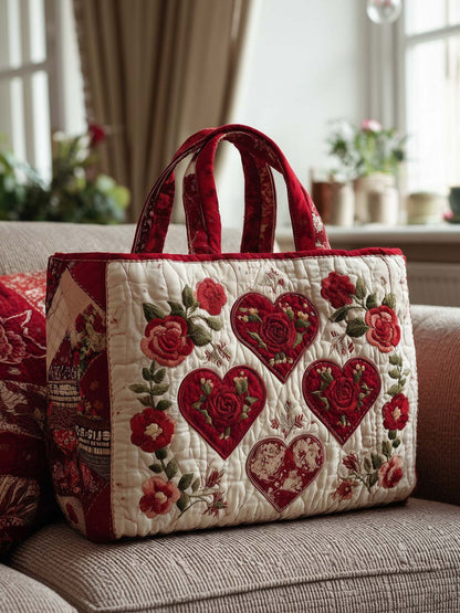 Love Rose Quilted Tote Bag