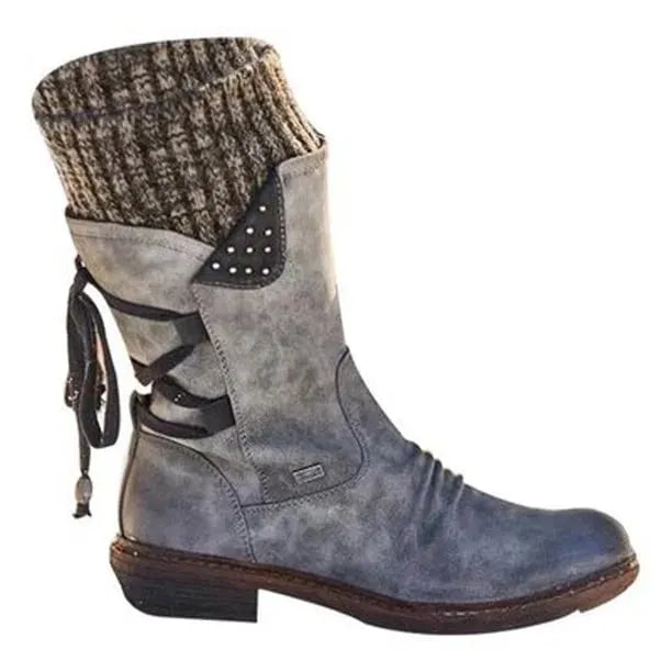 🔥Last Day Promotion 75% OFF - Women's winter low barrel orthotic bow support wool warm boots