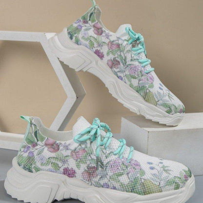 🔥Last Day 60% OFF — Floral Print Lace-up Breathable Orthopedic Sneakers