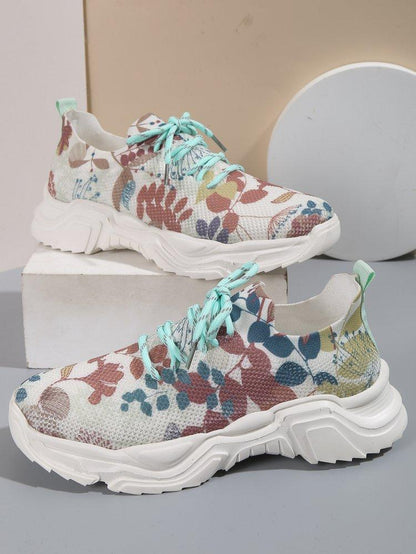 🔥Last Day 60% OFF — Floral Print Lace-up Breathable Orthopedic Sneakers
