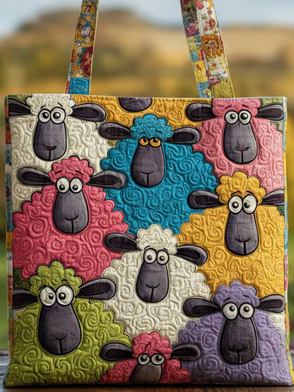 Whimsical Sheep Quilted Tote Bag