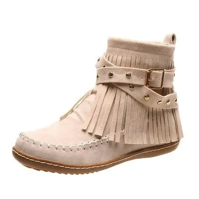 LAST DAY 75% OFF——2024 autumn and winter rivet tassel moccasin boots