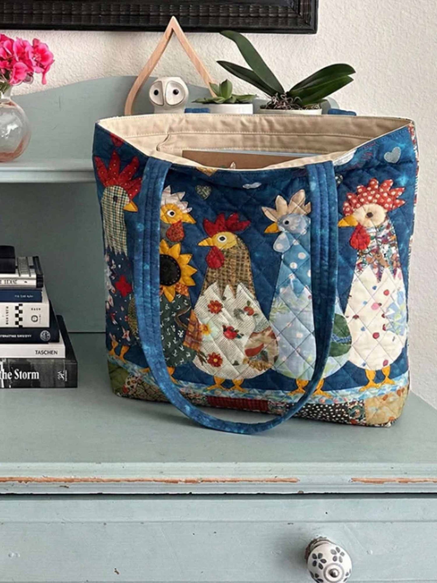 Feathered Folk Jubilee Quilted Zipper Tote Bag