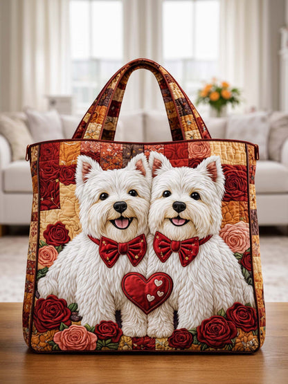 Valentine's Day West Highland Quilted Tote Bag