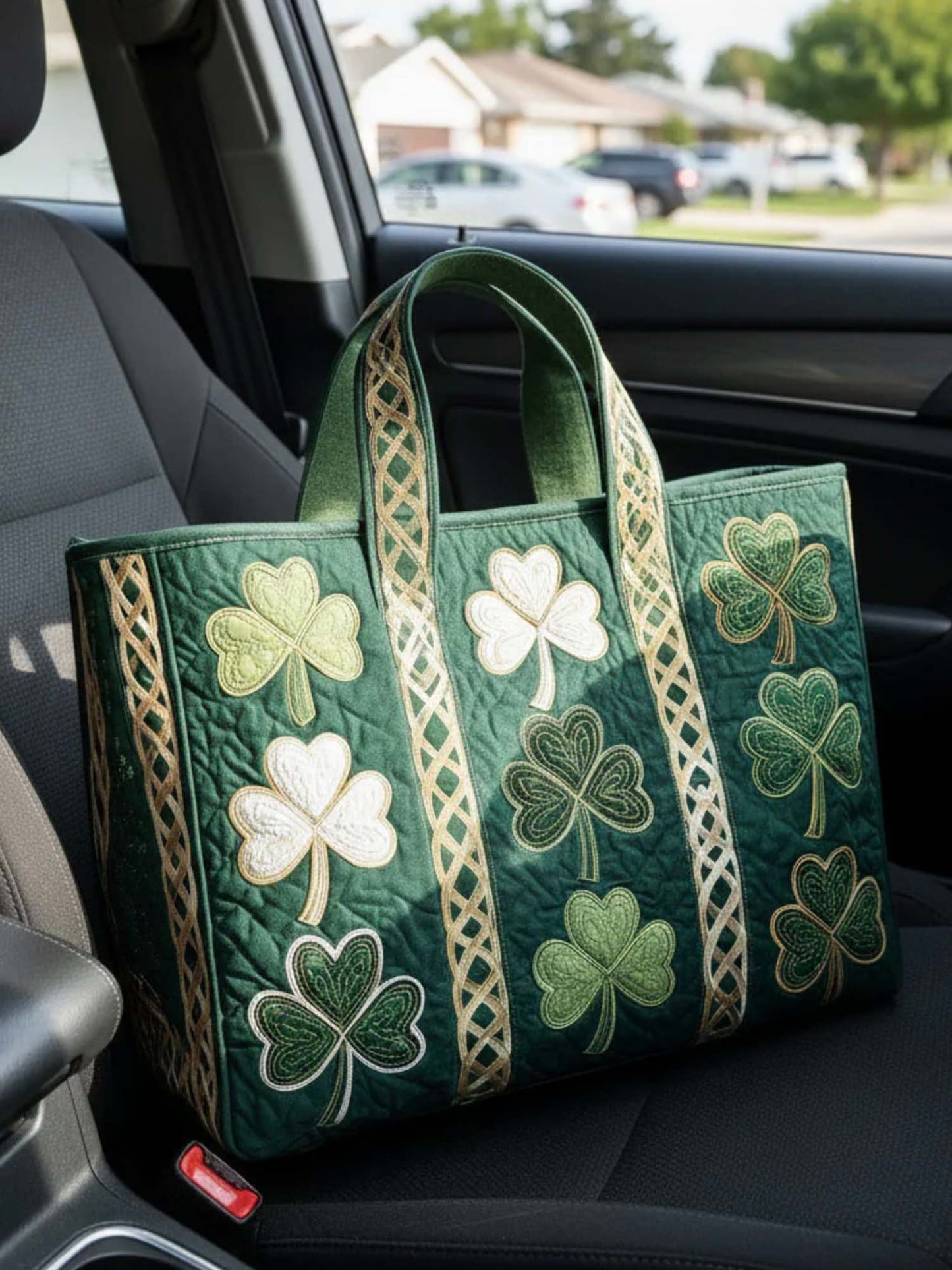 Irish Shamrock Quilted Tote Bag