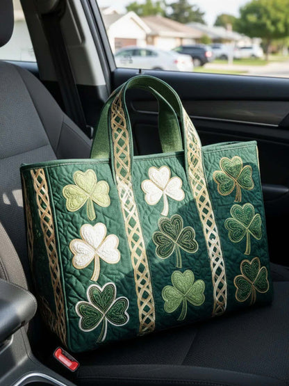 Irish Shamrock Quilted Tote Bag