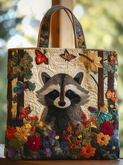Raccoons Quilted Tote Bag