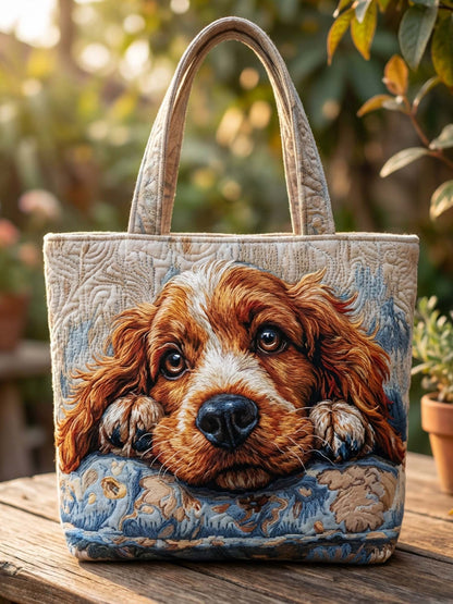 Sac Cocker Dog Quilted Tote Bag