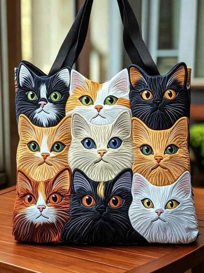Cat Purrs Quilted Tote Bag