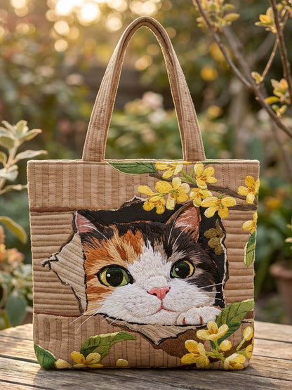 Cat Quilted Tote Bag