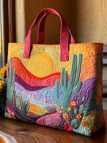 Golden Skyline Quilted Tote Bag