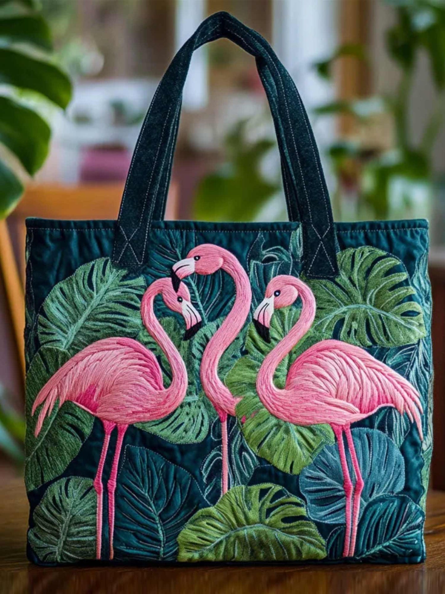 Flamingos Quilted Tote Bag