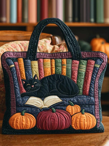 Black Cat Quilted Tote Bag
