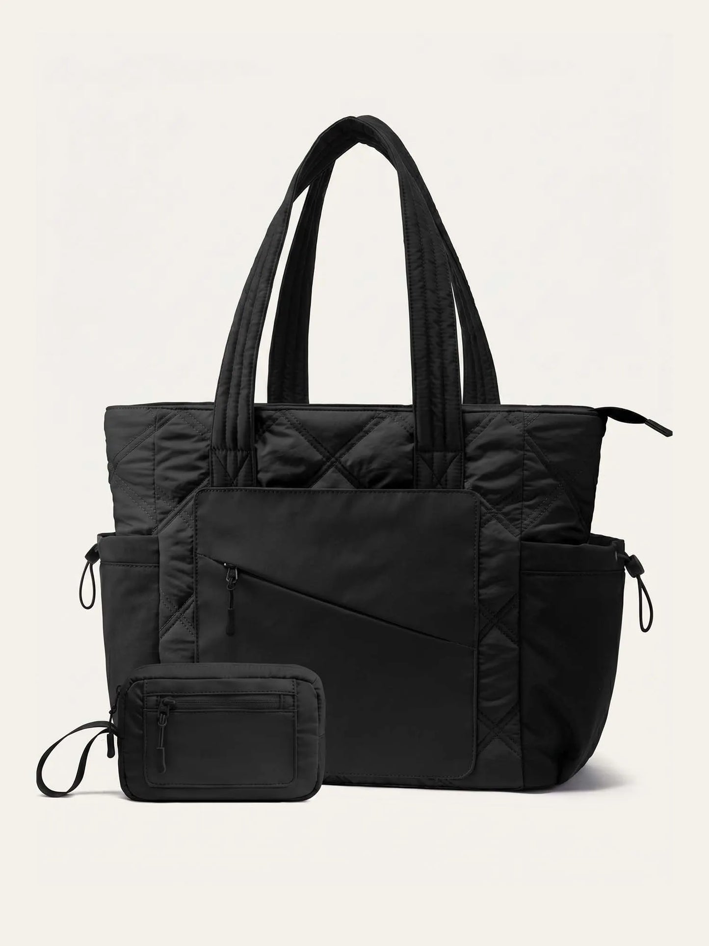 2Pcs Quilted Puffer Tote Bag