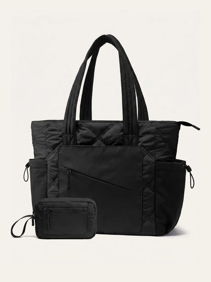 2Pcs Quilted Puffer Tote Bag