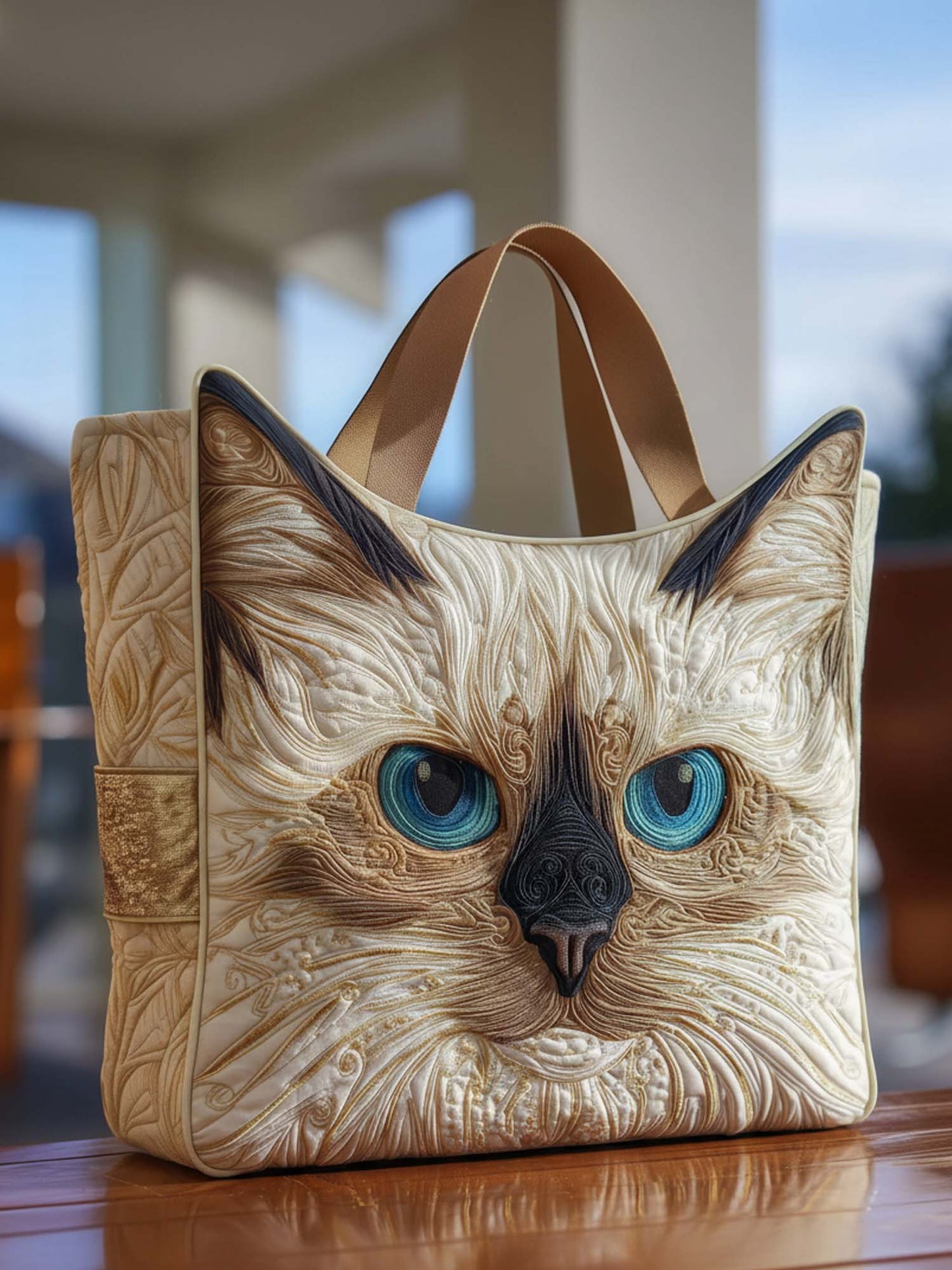 Siamese Cat Quilted Tote Bag
