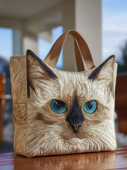 Siamese Cat Quilted Tote Bag