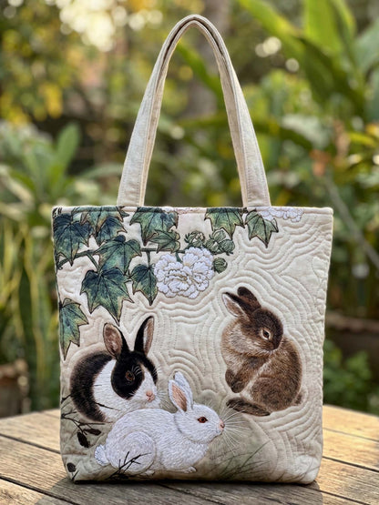 Rabbit Quilted Tote Bag