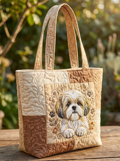Shih Tzu Dog Quilted Tote Bag