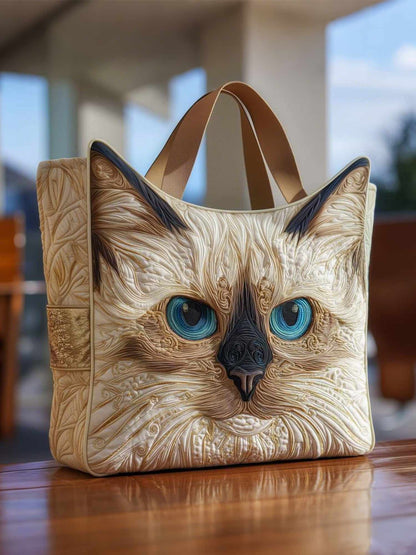 Swirly Ragdoll Quilted Tote Bag