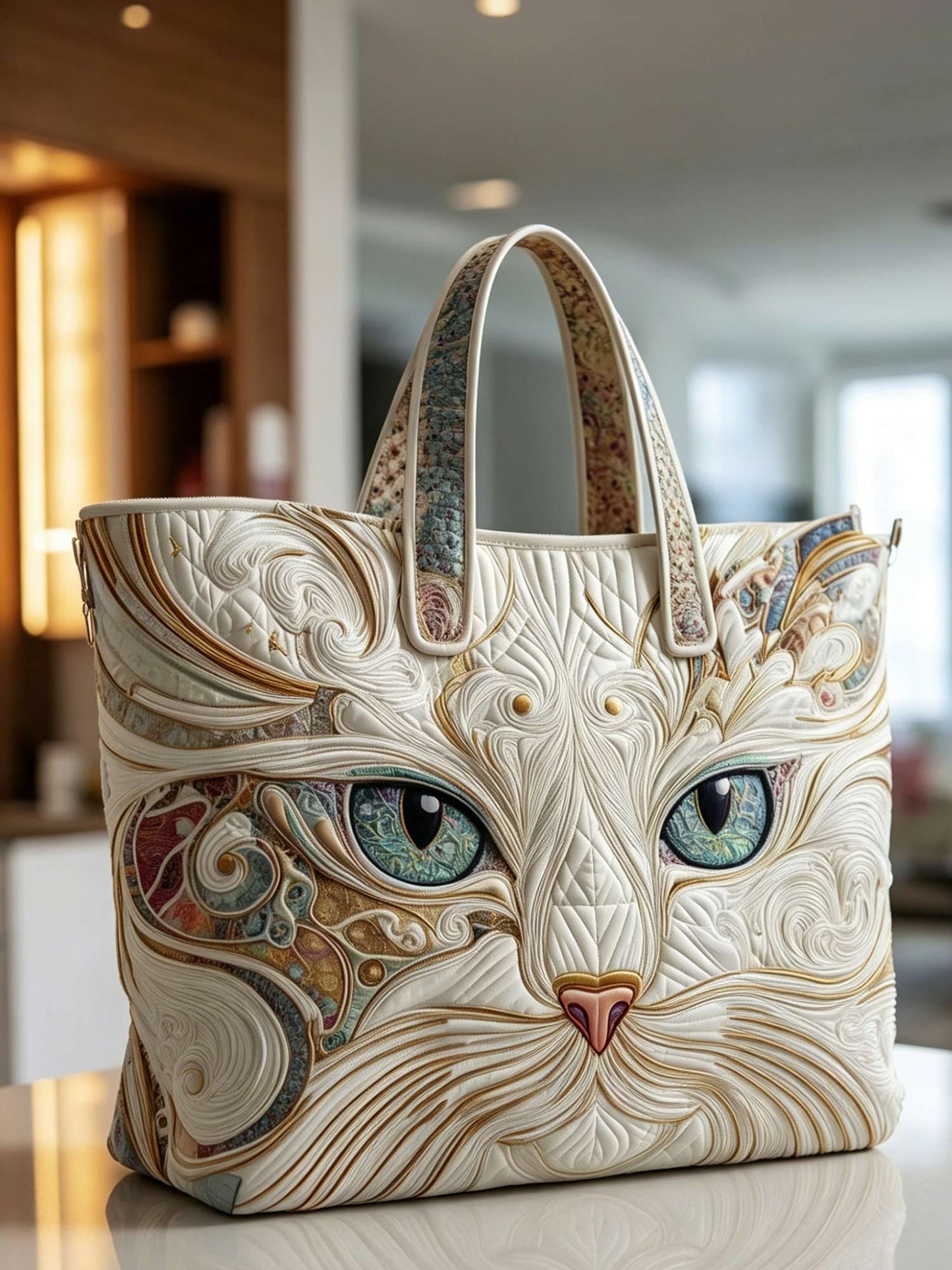 Catitude Quilted Tote Bag