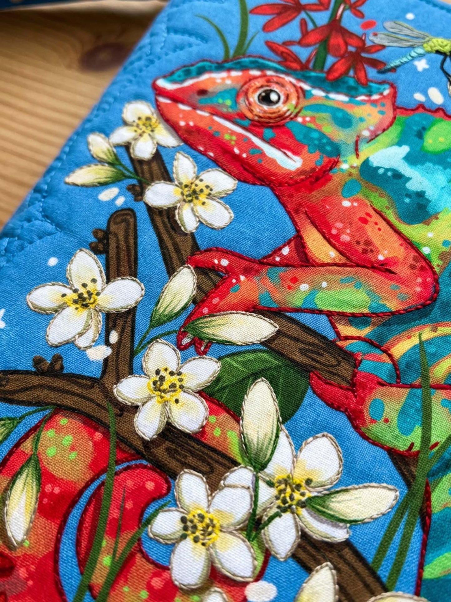 Leaves And Chameleons Quilted Tote Bag