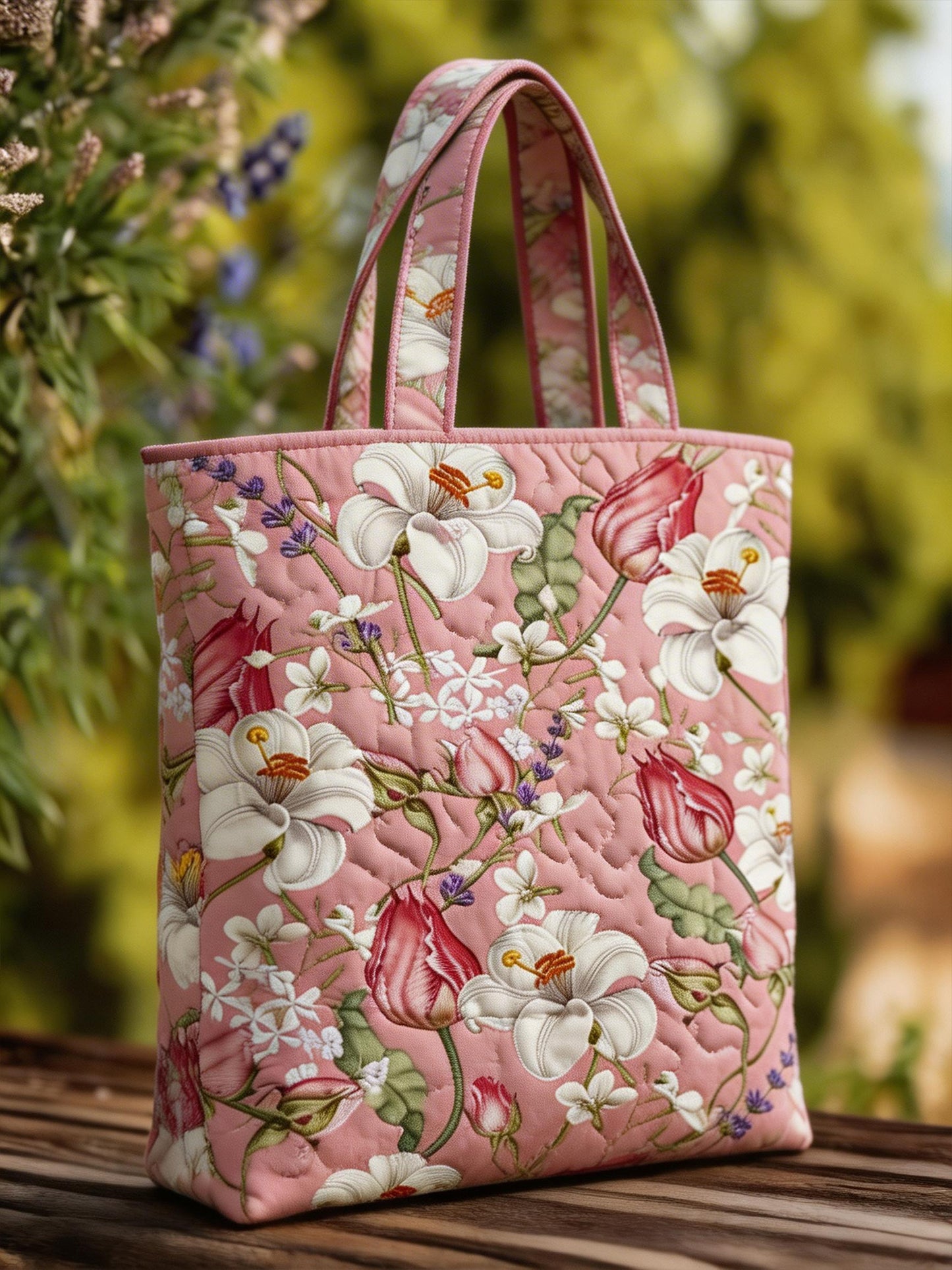 Floral pattern quilted handbag