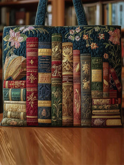 Book Quilted Tote Bag