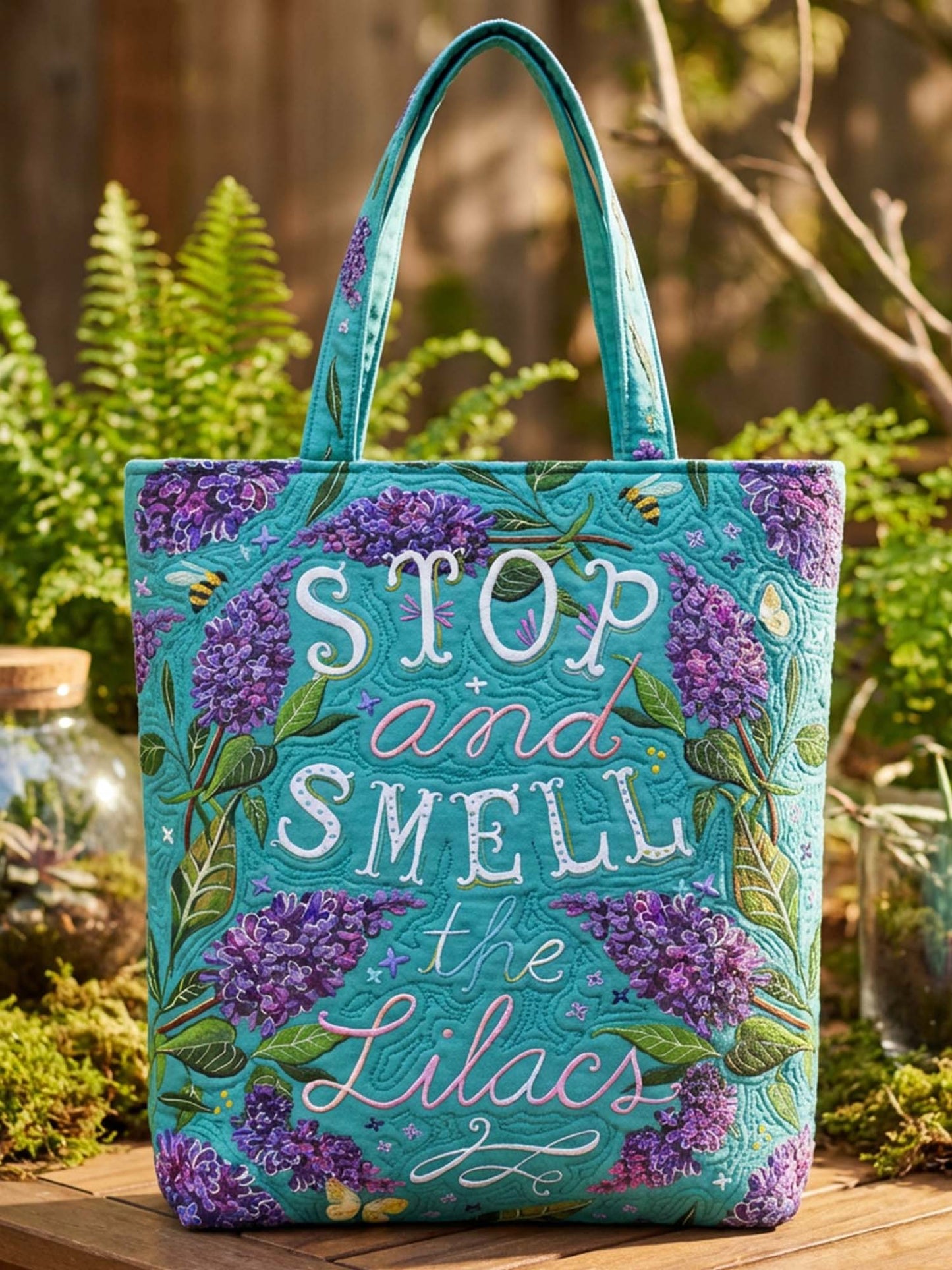 Stop And Smell Nature Quilted Tote Bag
