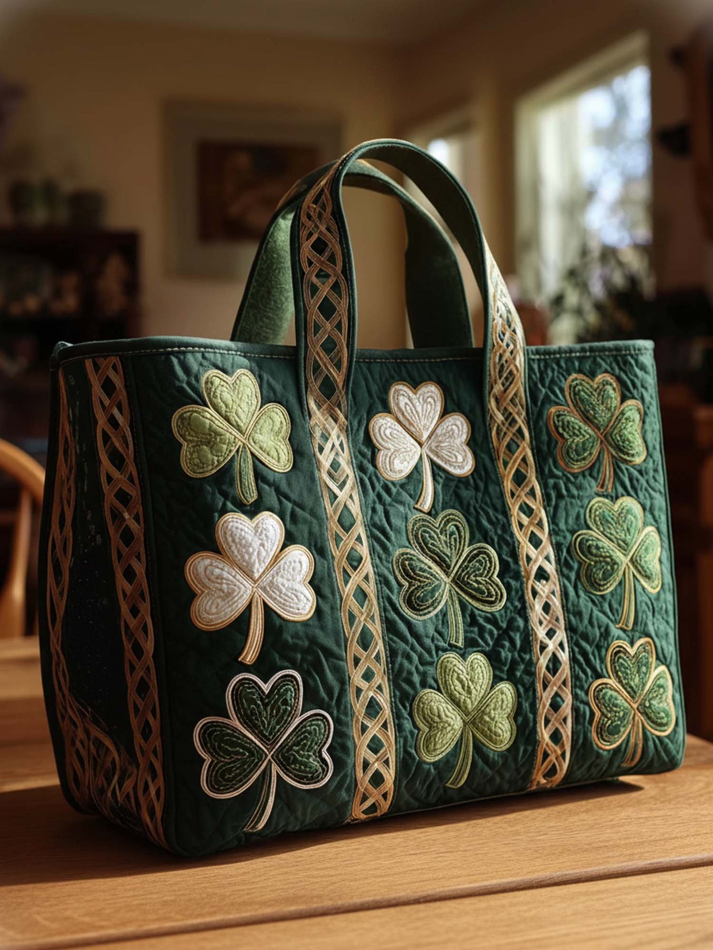 Irish Shamrock Quilted Tote Bag
