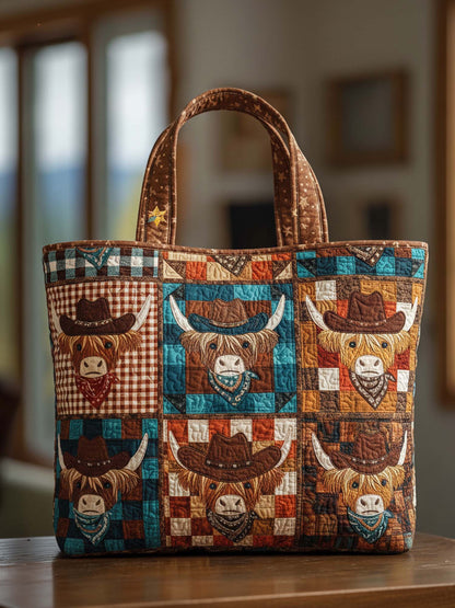West Cow Quilted Tote Bag