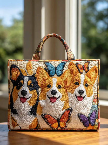Adorable Corgi Quilted Tote Bag