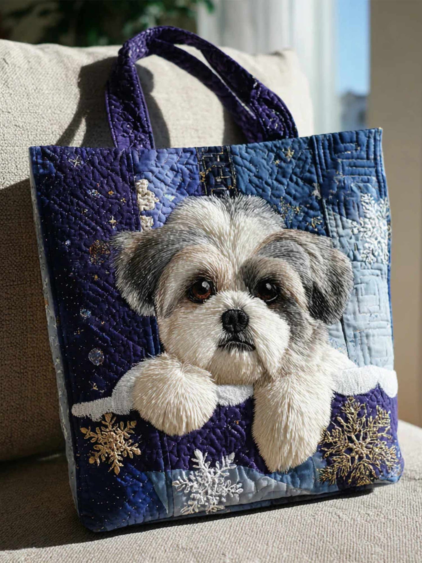 Meadow Shih Tzu Quilted Tote Bag