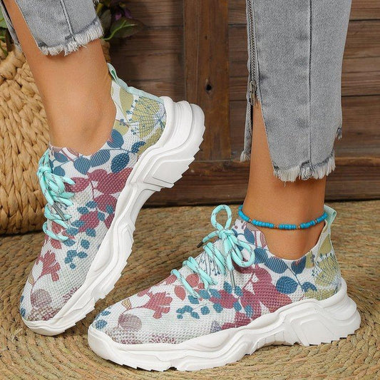 🔥Last Day 60% OFF — Floral Print Lace-up Breathable Orthopedic Sneakers