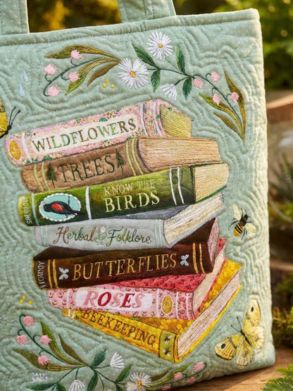 Book And Nature Quilted Tote Bag